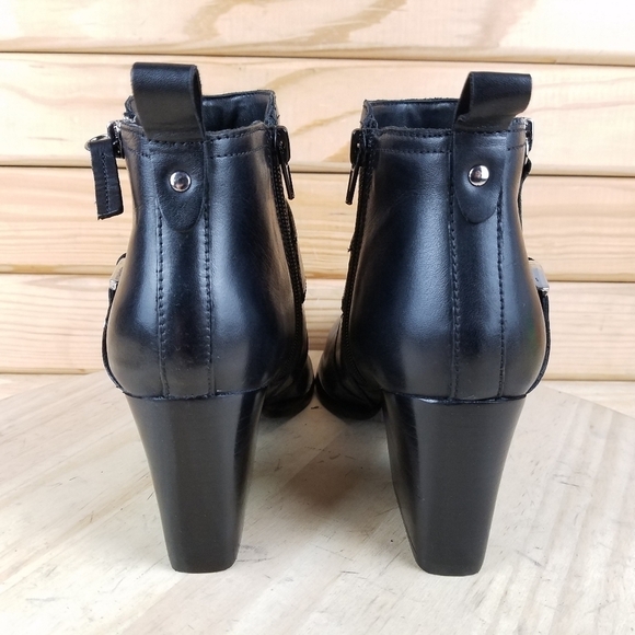 Marc Fisher 6.5 US Black Leather Biker Victa Harness Booties Ankle Boots NEW - Picture 4 of 11